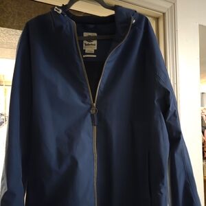 Timberland Men's Hooded Zip Rain Jacket in Navy Blue